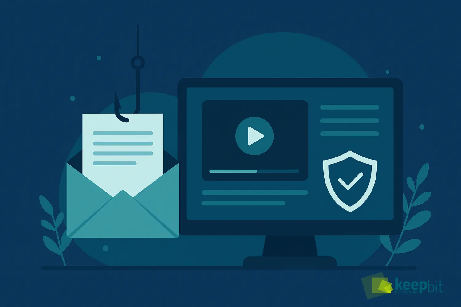 security-awareness-training-2 Phishing-Simulation und Onlinekurs als Teil von Security Awareness Training auf Computerbildschirm.