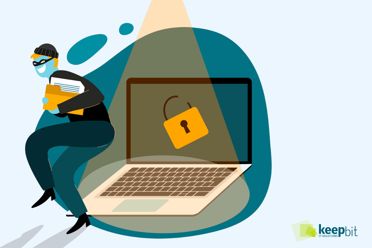 cyberangriff bayern ein Dieb am Laptop