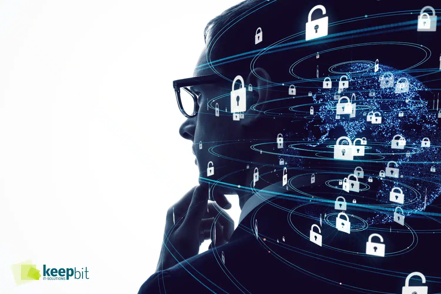 It Sicherheit Tipps Mann hat Sicherheitsschlösser im Kopf